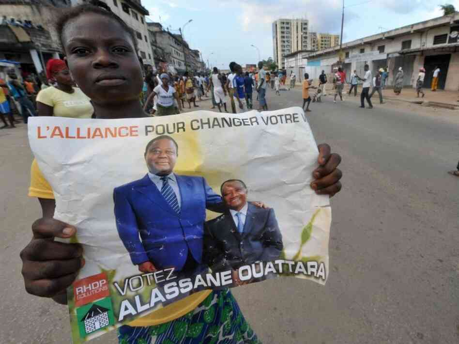 A supporter of Alassane Quattara. A supporter of Alassane Quattara.