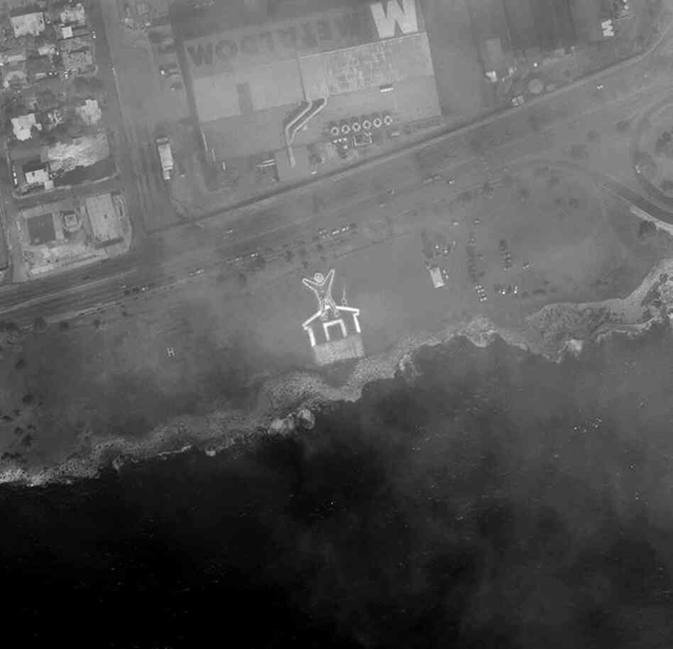 A satellite image shows an aerial view of the demonstration in the Dominican Republic. 