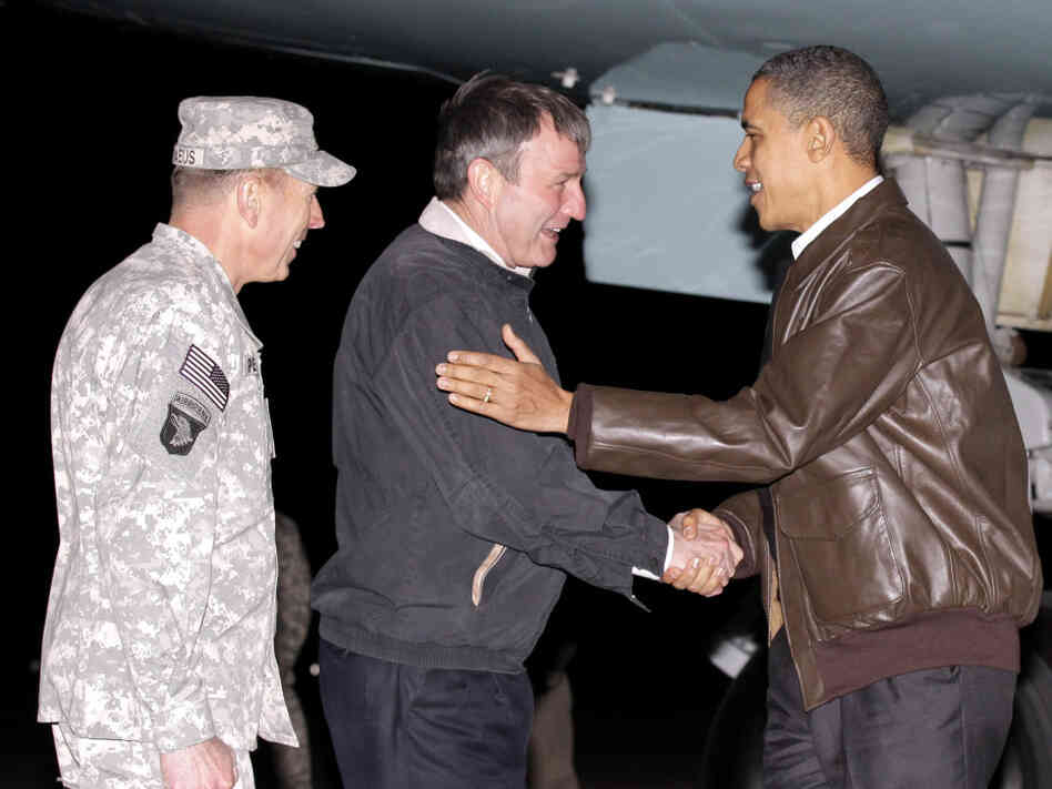 L-R: Gen. David Petraeus, Amb. Karl Eikenberry and President Obama. L-R: Gen. David Petraeus, Amb. Karl Eikenberry and President Obama.