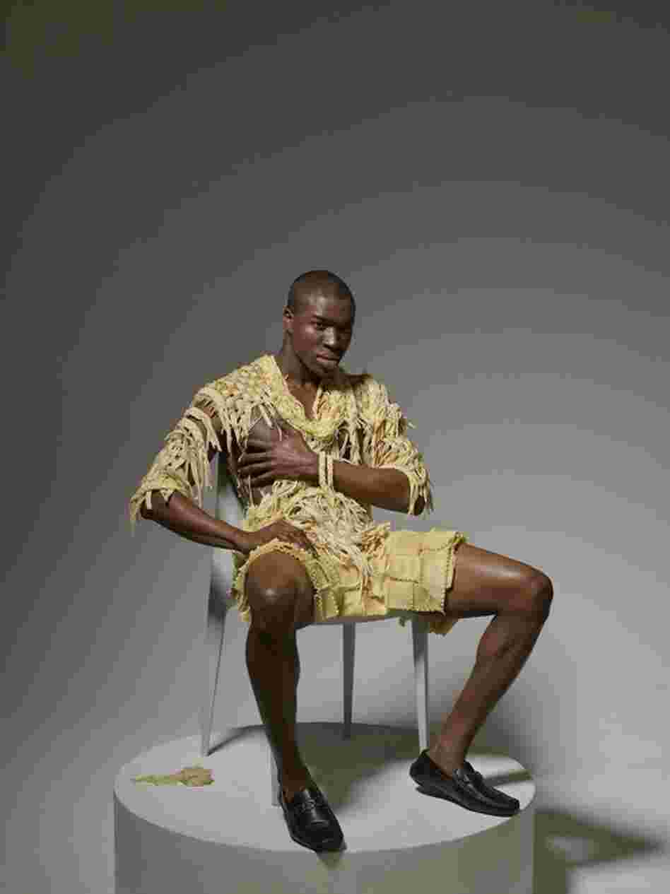 Each model's clothing in the series was made entirely of real food and depicts a meal that the person was craving.