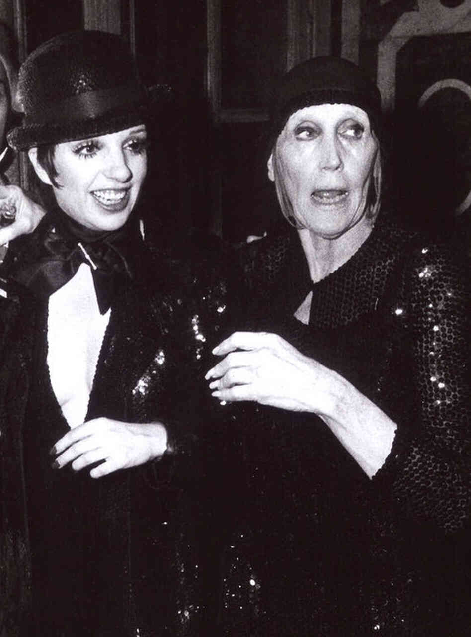 In 1974, Thompson directed a prominent fashion show at the Palace of Versailles. She is shown here with her goddaughter Liza Minnelli, one of the show's performers.