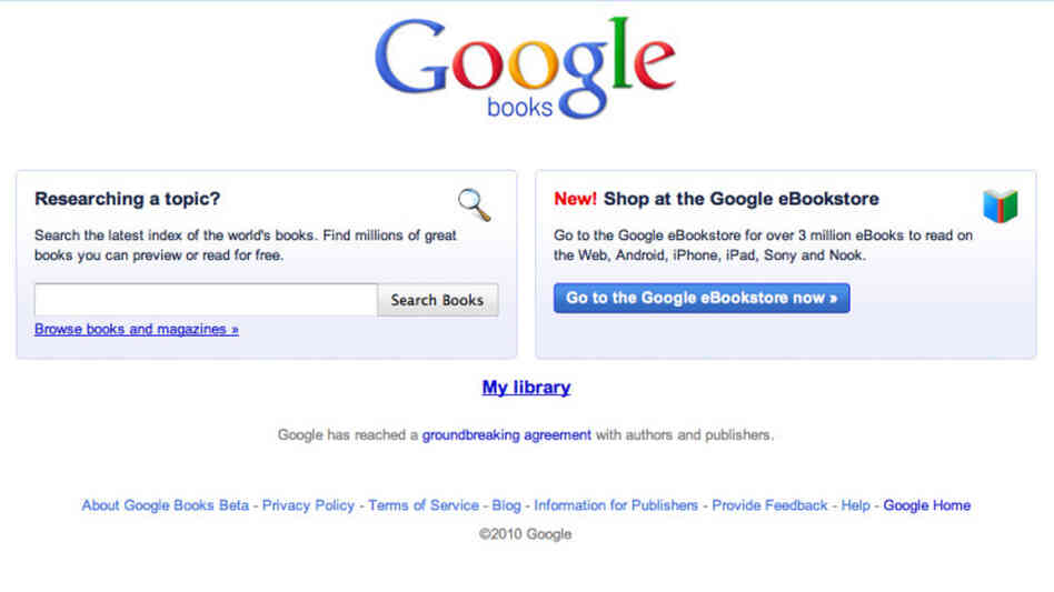 A screen shot shows the new Google books options A screen shot shows the new Google books options