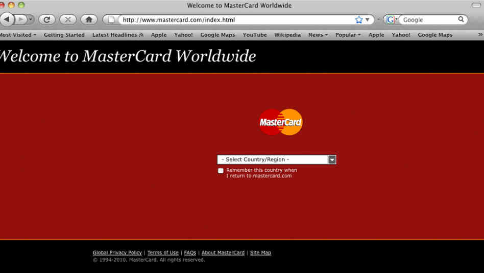 A screen shot of Mastercard.com. A screen shot of Mastercard.com.