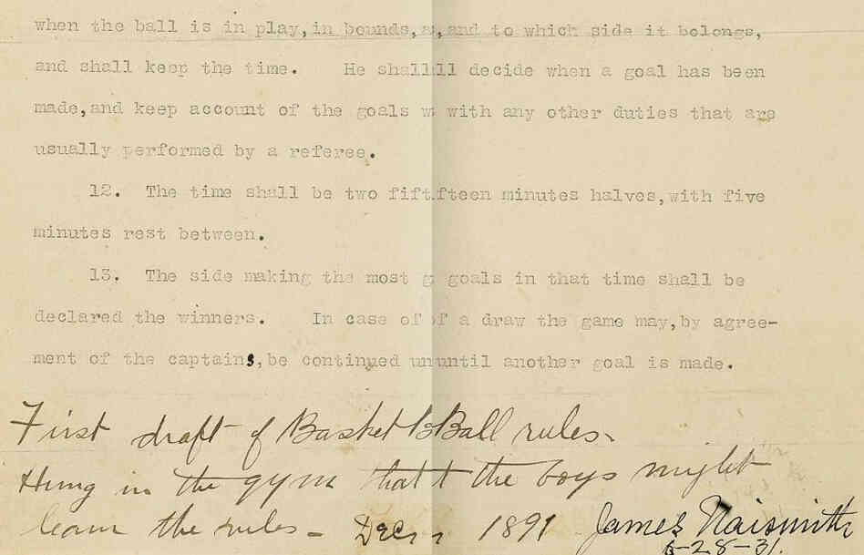 A page from basketball's original rules.