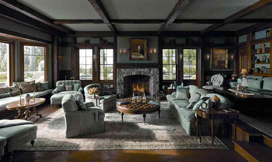 Describing the screening room where she shows movies, Streisand says, "My favorite piece of furniture in the room is that Hepplewhite card table, with a hinged top, beside the couch. As soon as I saw the eagle inlay, I had to bid on it at auction."