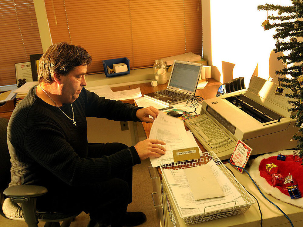 Gene Jones at his office at American Electric Power in Beckley, W.Va.