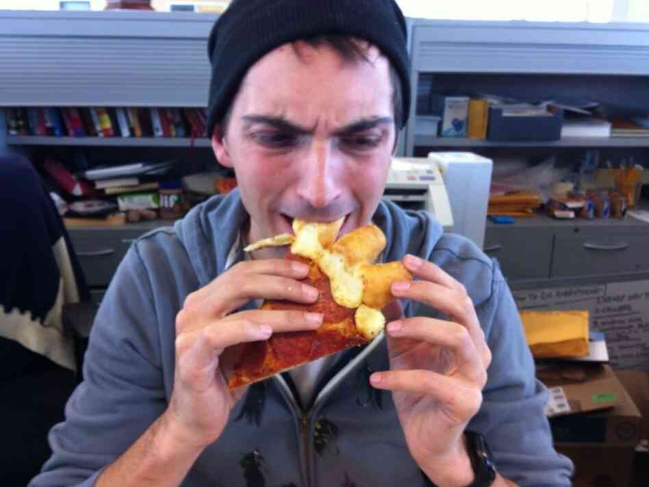Ian eats it. Ian eats it.