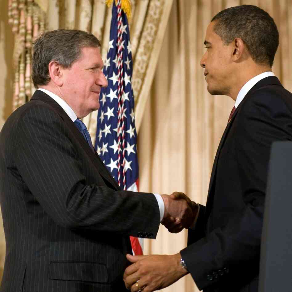 President Obama shakes hands with Ambassador Holbrooke Jan. 22, 2009. President Obama shakes hands with Ambassador Holbrooke Jan. 22, 2009.