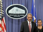 Attorney General Eric Holder announces a civil lawsuit against BP and eight others in an effort to recover billions of dollars from the Gulf oil spill. At right is Environmental Protection Agency Administrator Lisa Jackson. Attorney General Eric Holder announces a civil lawsuit against BP and eight others in an effort to recover billions of dollars from the Gulf oil spill. At right is Environmental Protection Agency Administrator Lisa Jackson.