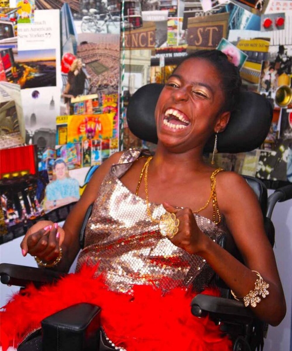 Keosha Stukes, 20, of South Bronx, N.Y., chose a Times Square/Broadway theme for her Blissful Bedroom redesign. Stukes, who has cerebral palsy, will graduate from high school in June. 