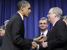 President Barack Obama, left, shakes hands with Senate Republican Leader Mitch McConnell, R-Ky., right, after signing the $858 billion tax deal into law in a ceremony in the Eisenhower Executive Office Building. President Barack Obama, left, shakes hands with Senate Republican Leader Mitch McConnell, R-Ky., right, after signing the $858 billion tax deal into law in a ceremony in the Eisenhower Executive Office Building.