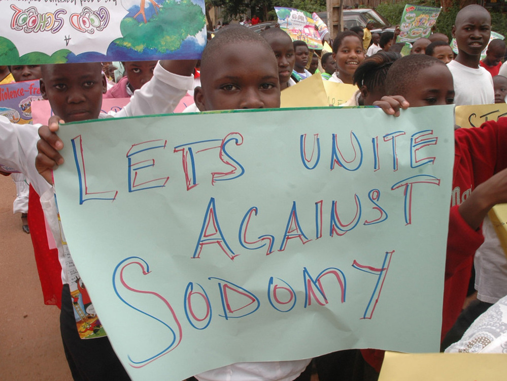 Thousands of children  demonstrated against homosexuality in Uganda's capital city Kampala, on Jan. 22, 2010. The Anti-Homosexuality Bill being considered by the Ugandan Parliament would increase penalties for homosexual conduct and  criminalize many related activities, such as the promotion of homosexuality.