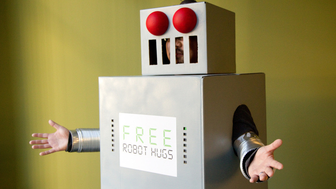 Are we just walking, talking calculating machines who learned to hug?