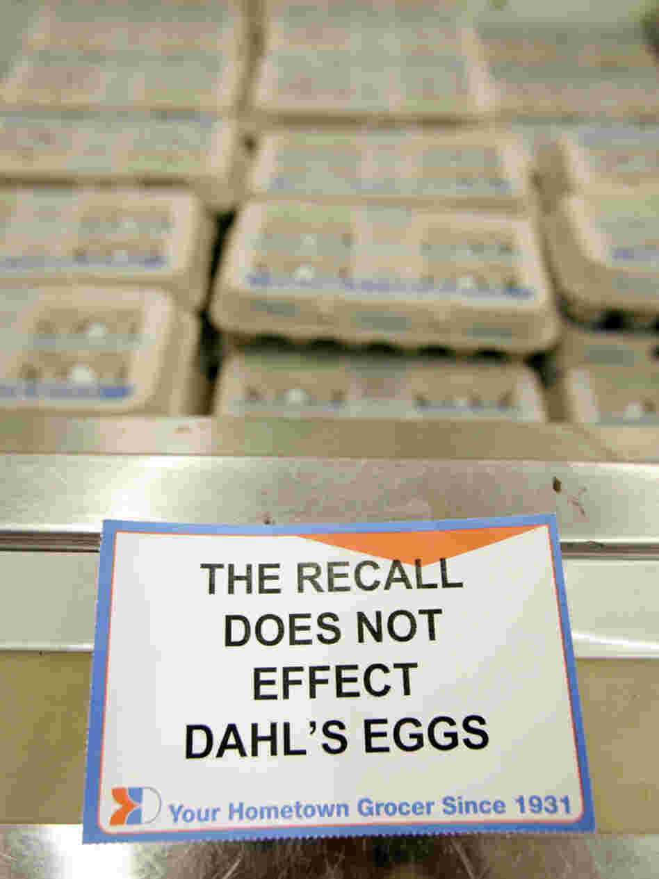 Sign by the egg case in Dahl's grocery store