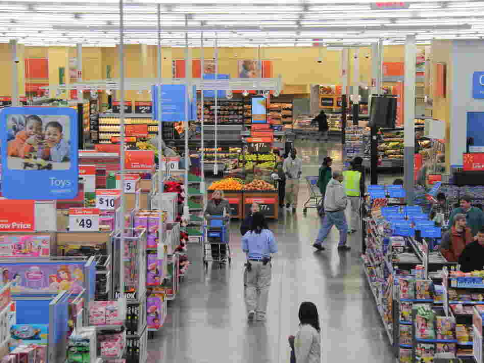 The new urban Walmart in the Alexandria section of Fairfax County, Va., sports a small floor plan with a significant grocery section. It's easy to see from one end to the other.