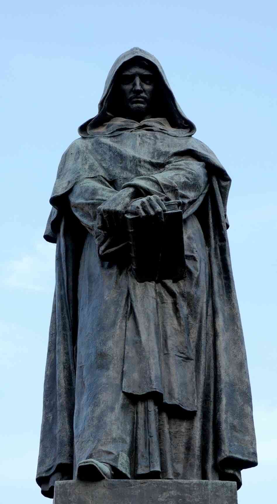 A bronze statue of Giordano Bruno. A bronze statue of Giordano Bruno.