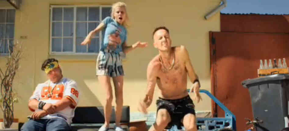 A still from the "Zef Side" viral video featuring Die Antwoord A still from the "Zef Side" viral video featuring Die Antwoord