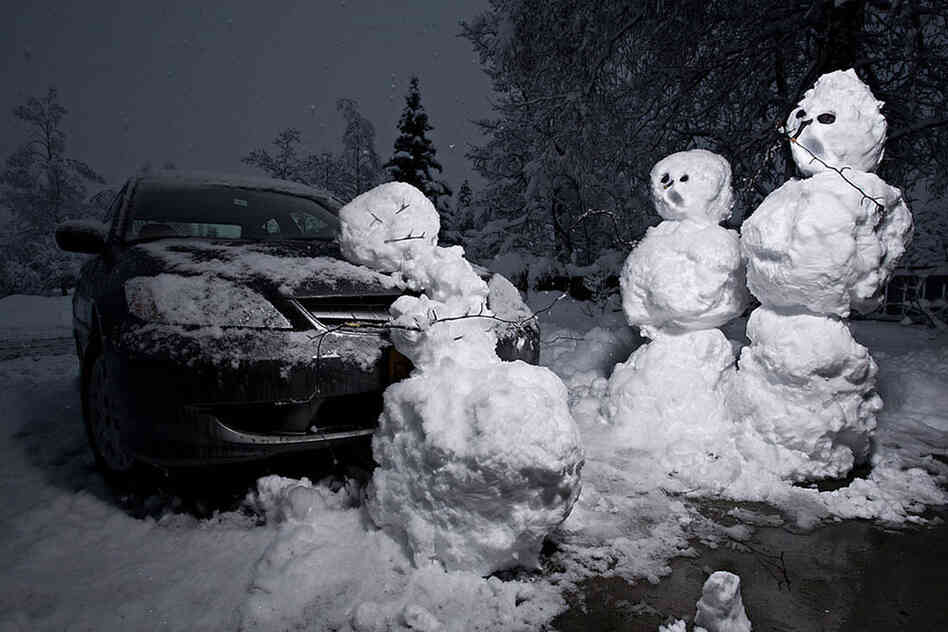 This Calvin and Hobbes scene of a tragic snowman accident is a popular one to re-create. 