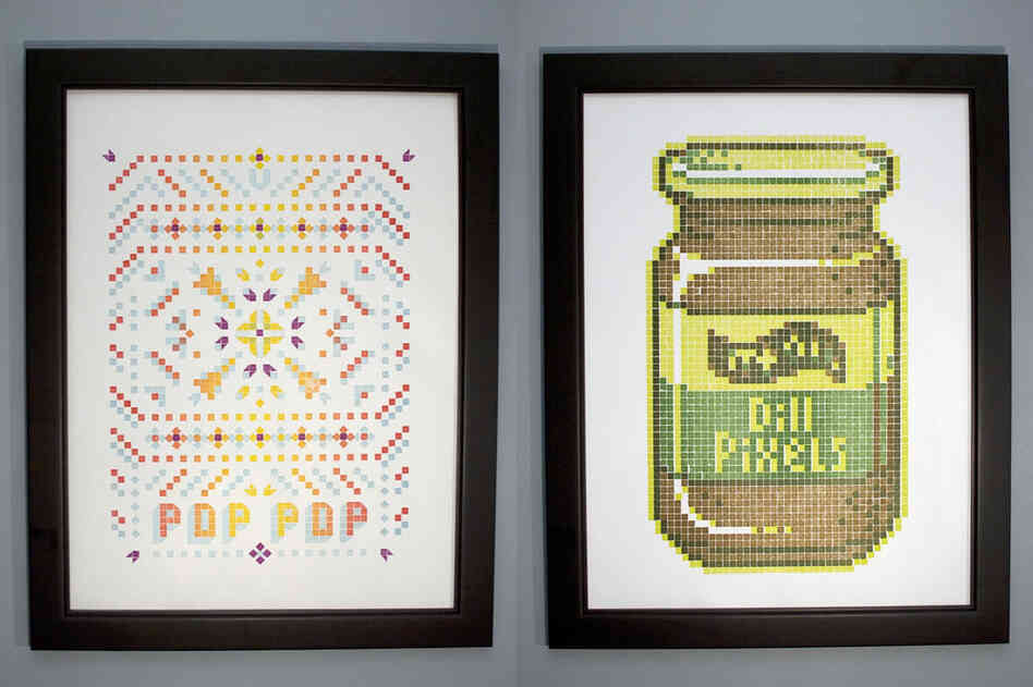 Final prints for "Pop Pop" and "Dill Pixels".