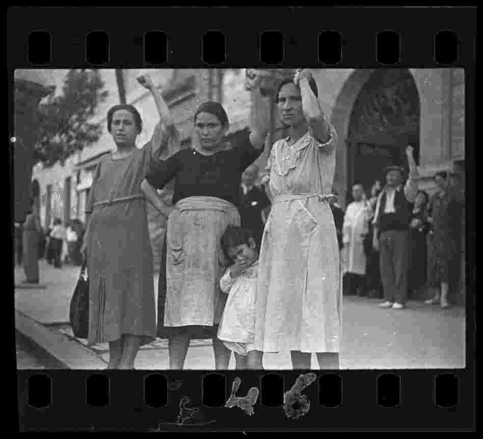 Spectators at the funeral parade of General Lukacs, Valencia, June 16, 1937 