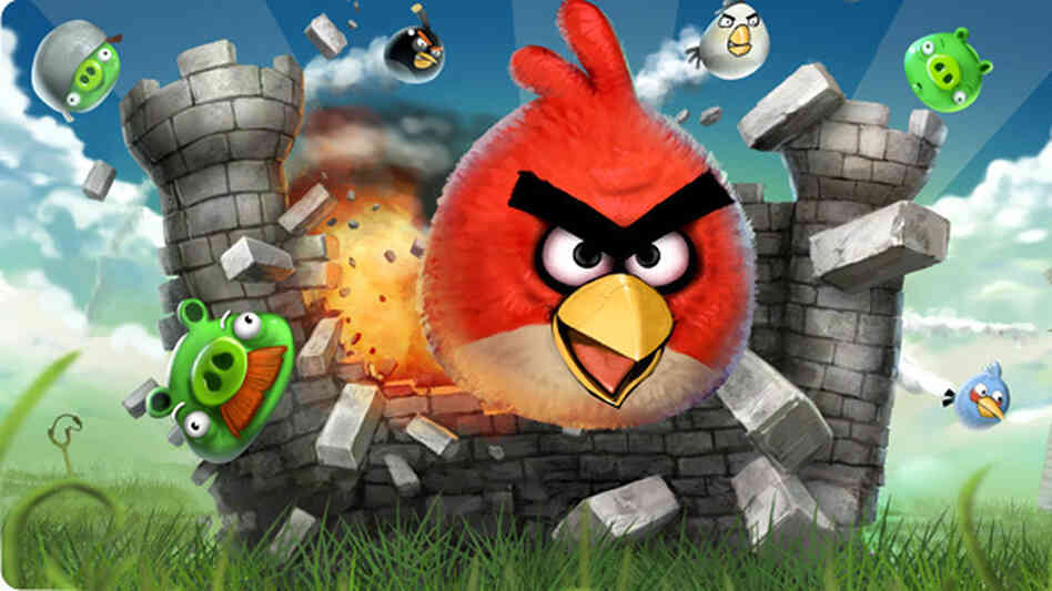 In "Angry Birds" you sling birds at structures built by pigs.