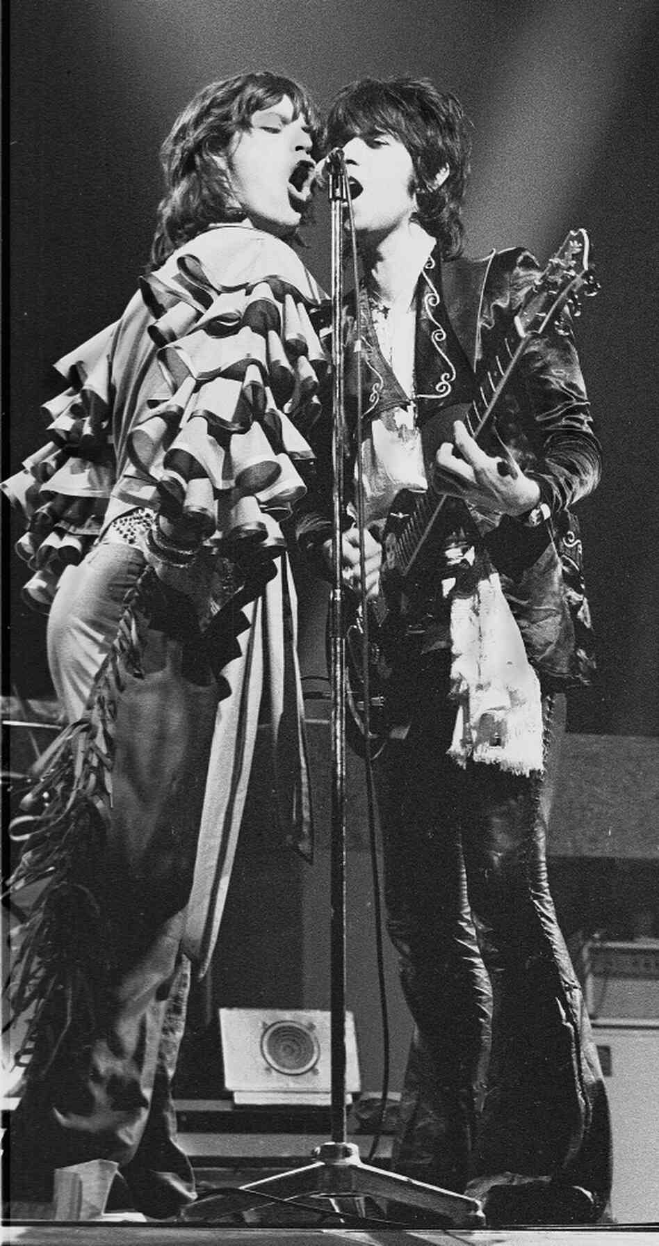 Mick Jagger and Keith Richards onstage in Frankfurt, Germany in 1976. Mick Jagger and Keith Richards onstage in Frankfurt, Germany in 1976.