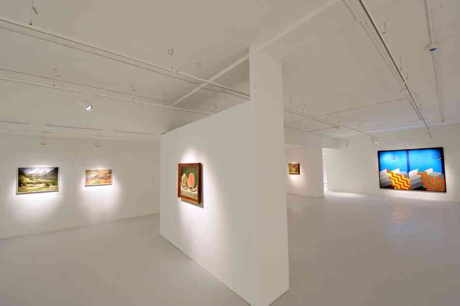 A view of the exhibit Sajjil: A Century of Modern Art.