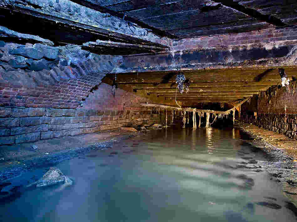 The Canal Street Sewer in Manhattan, New York's first covered sewer, was roofed over circa 1812 -- previously, it was an open ditch (the "Canal" of Canal Street). The Canal Street Sewer in Manhattan, New York's first covered sewer, was roofed over circa 1812 -- previously, it was an open ditch (the "Canal" of Canal Street).