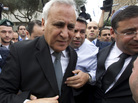 Former Israeli president Moshe Katsav, as he left the justice court in Tel Aviv earlier today. Former Israeli president Moshe Katsav, as he left the justice court in Tel Aviv earlier today.