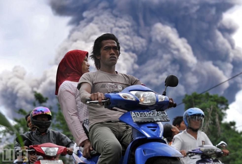 The Merapi volcano -- Indonesia's most active -- erupted in late 2010. By mid-November, the eruptions had forced the evacuation of 350,000 people, according to Life. 
