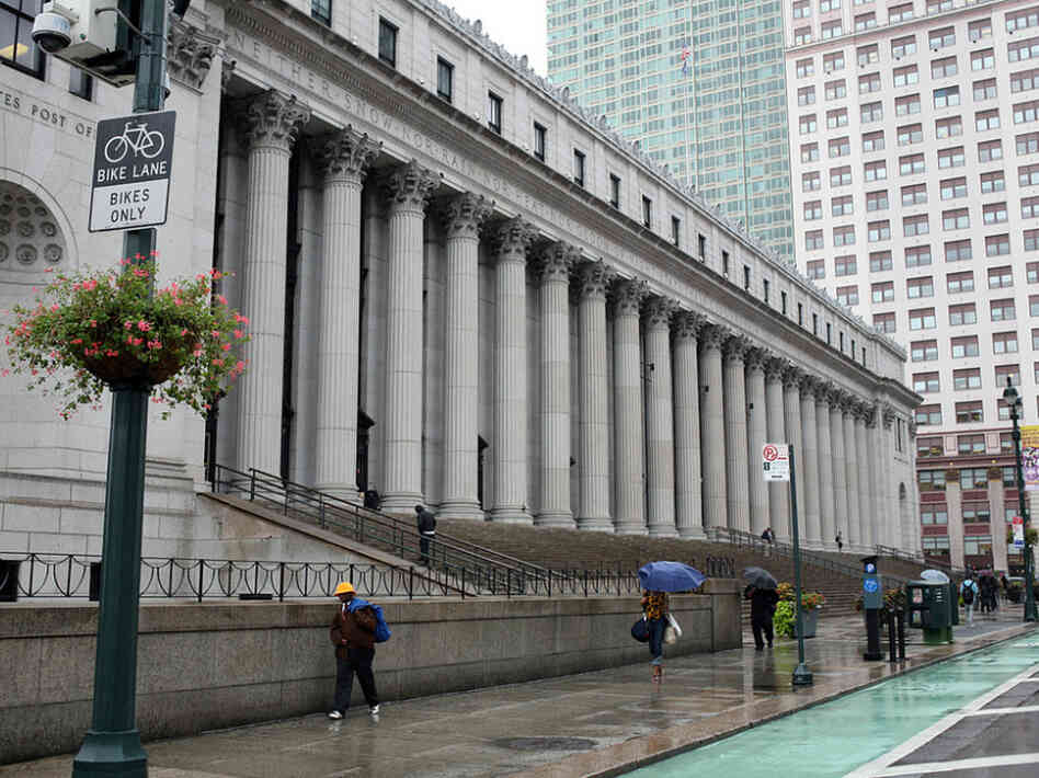 You can still mail a letter at the Farley Post Office, but most of the huge structure is deserted.