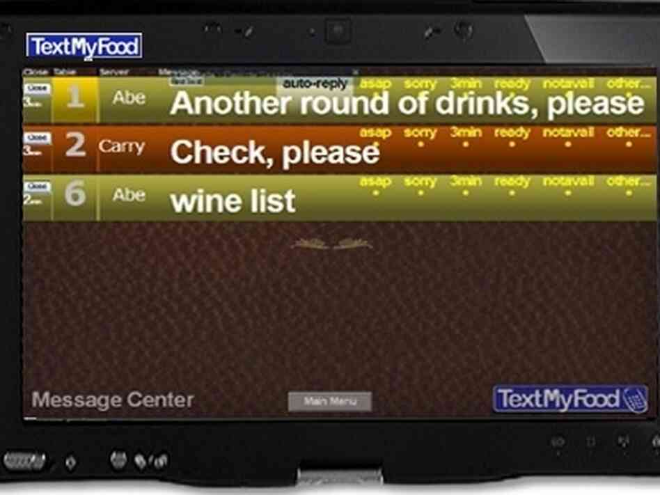 A TextMyFood servers' instruction screen shows pending requests sent via text message from customers. A TextMyFood servers' instruction screen shows pending requests sent via text message from customers.
