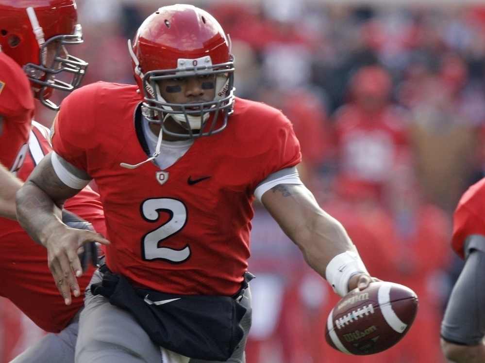 Ohio State's Terrelle Pryor plays against Michigan during an NCAA college football game.  Pryor and four of his teammates have been suspended for the first five games of the 2011 season for "accepting improper benefits."