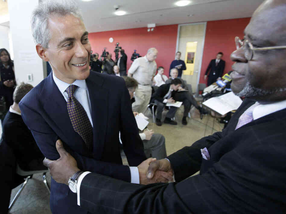Chicago mayoral candidate Rahm Emanuel after a news conference at the Better Boys Foundation, Tuesday, Jan. 4, 2011.