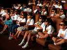 Children from Los Angeles-area Boys and Girls Club summer camps reenact the iconic '50s LIFE magazine photo of movie goers wearing 3-D glasses. Children from Los Angeles-area Boys and Girls Club summer camps reenact the iconic '50s LIFE magazine photo of movie goers wearing 3-D glasses.
