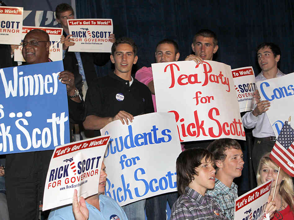 Tea Party conservatives helped Gov. Rick Scott take the Republican nomination from then-Gov. Charlie Crist.