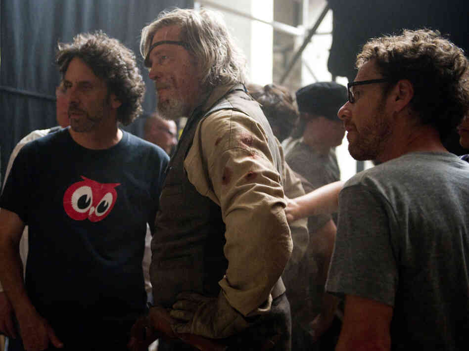 Joel Coen, Jeff Bridges and Ethan Coen on the set of 'True Grit.'