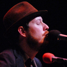 Vetiver, led by Andy Cabic (right), performed on Mountain Stage.