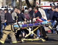 The gunman shot 19 people, killing six. Giffords was shot in the head at point blank range but survived.