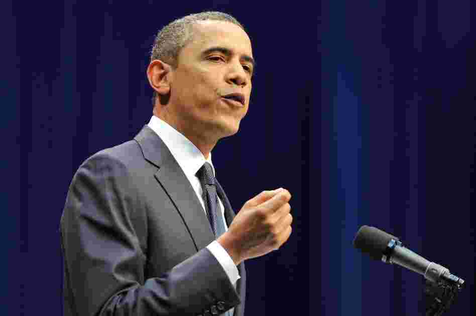 President Obama speaks at the memorial service.  