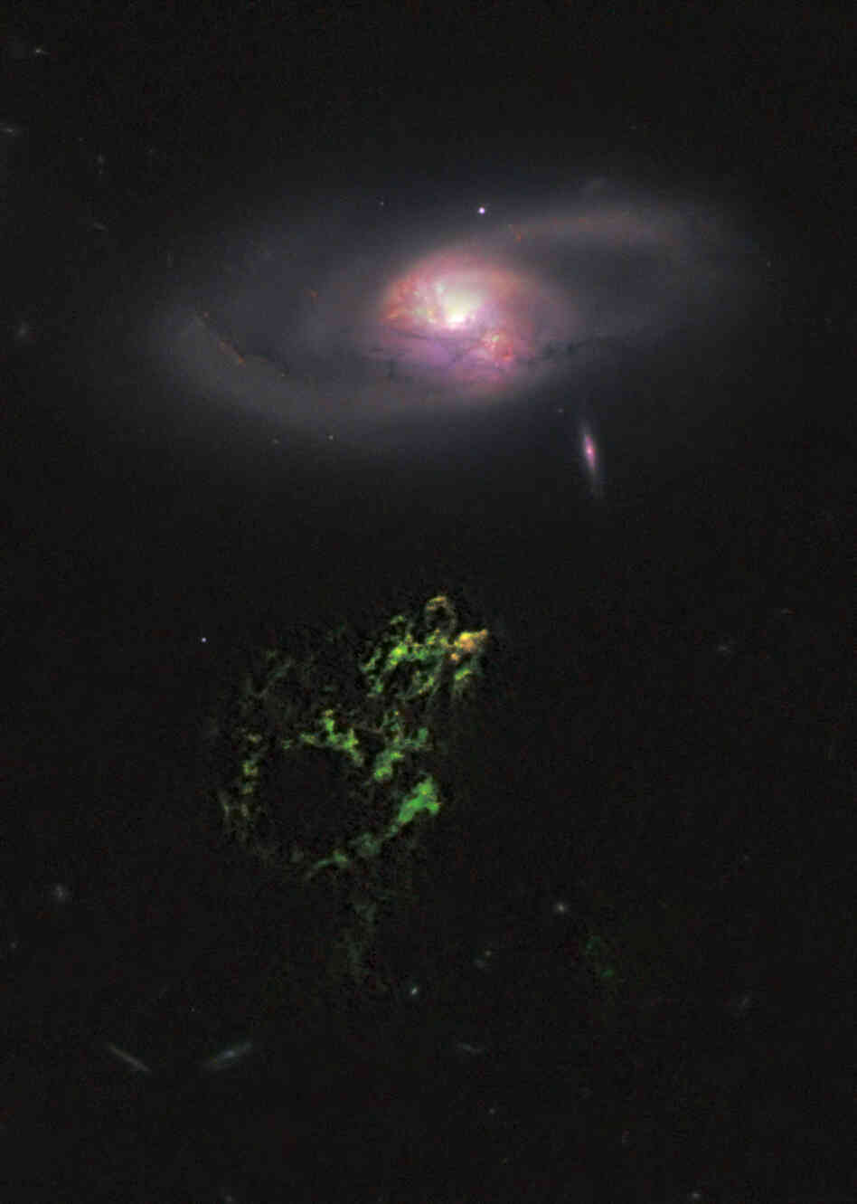 A Hubble telescope image of Hanny's Voorwerp. A Hubble telescope image of Hanny's Voorwerp.