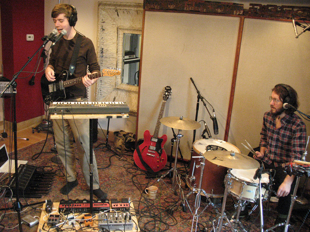 Alex Schaaf (left) performs as the band Yellow Ostrich, along with drummer Michael Tapper.