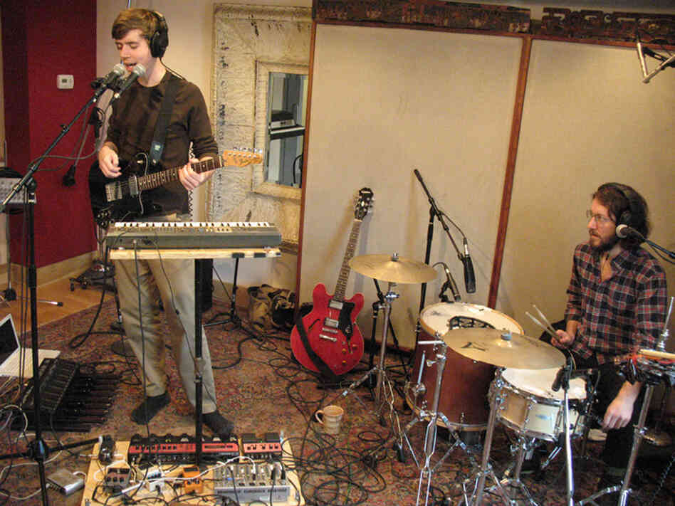 Alex Schaaf (left) performs as the band Yellow Ostrich, along with drummer Michael Tapper.