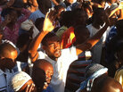 Haitians prayed today on the one-year anniversary of the earthquake that devastated Port-au-Prince and nearby communities. Haitians prayed today on the one-year anniversary of the earthquake that devastated Port-au-Prince and nearby communities.