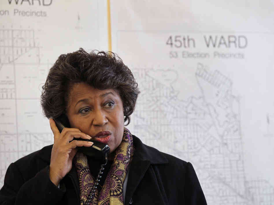 Former U.S. senator and current Chicago mayoral candidate Carol Moseley Braun takes a call following a press conference at her campaign headquarters in Chicago, Illinois. Braun was recently endorsed in her run for mayor by prominent black Chicago leaders. Former U.S. senator and current Chicago mayoral candidate Carol Moseley Braun takes a call following a press conference at her campaign headquarters in Chicago, Illinois. Braun was recently endorsed in her run for mayor by prominent black Chicago leaders.