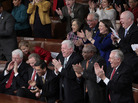Democrats in their traditionally partisan seating at President Obama's 2010 State of the Union speech. Democrats in their traditionally partisan seating at President Obama's 2010 State of the Union speech.