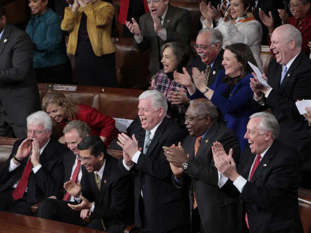 Democrats in their traditionally partisan seating at President Obama's 2010 State of the Union speech.