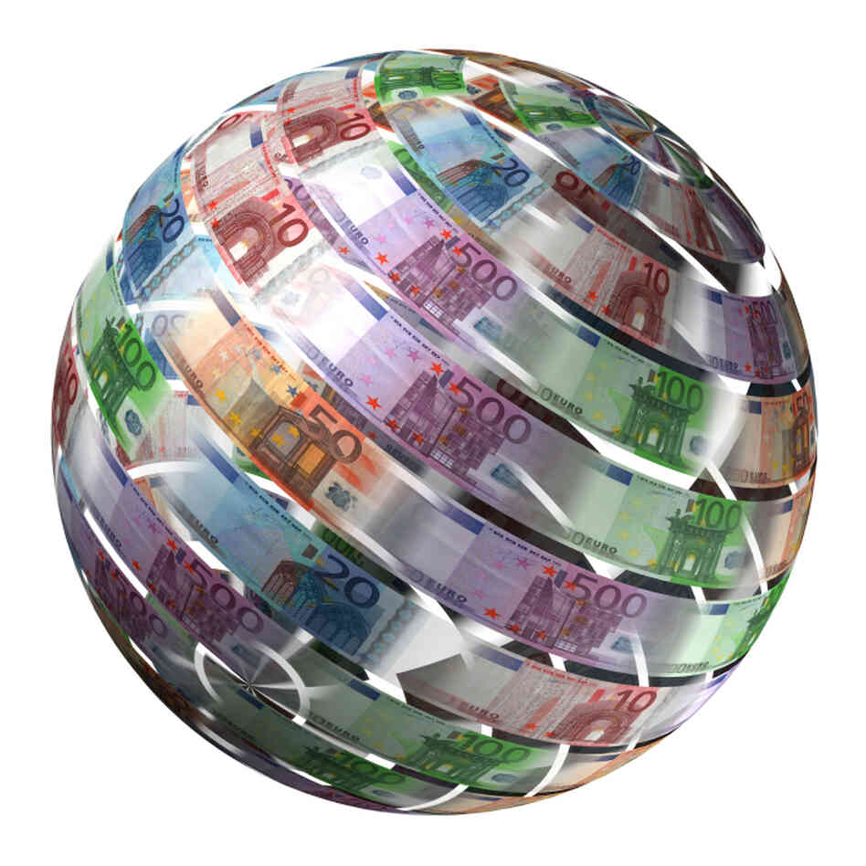 Globe made of euro currency. Globe made of euro currency.