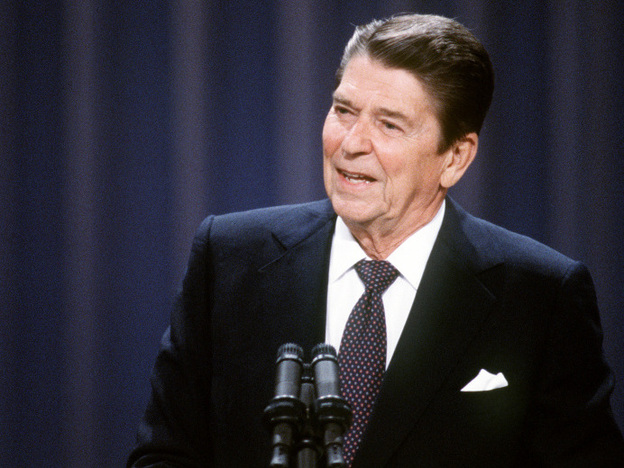 President Reagan addresses the Republican National Convention in Dallas on Aug. 23, 1984.