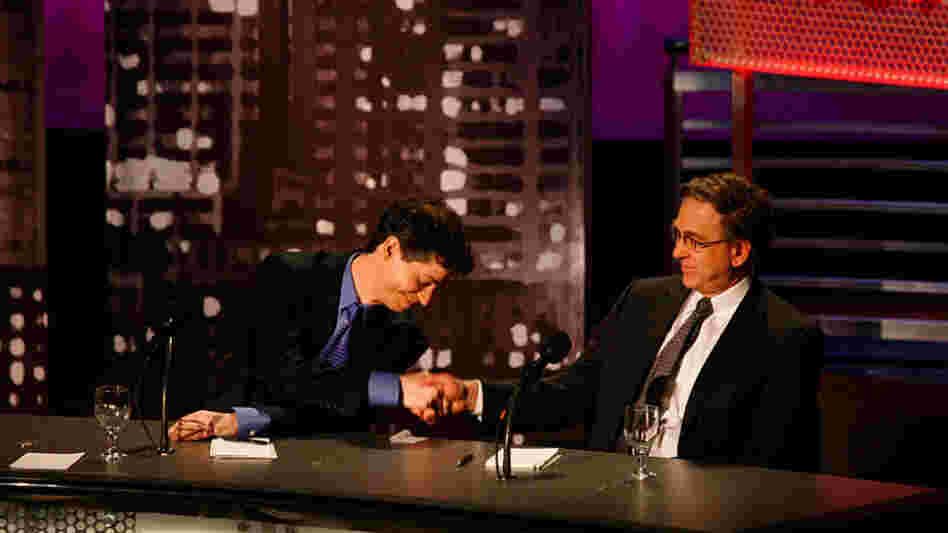 Jonathan Cohn (left) and Paul Starr argued against the motion "Repeal Obamacare" during an 'Intelligence Squared U.S.' debate on Jan. 11 at New York University's Skirball Center for the Performing Arts.